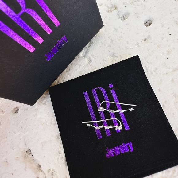 Infinity ear climbers with CZ diamonds - Sterling Silver 925 - Picture 3 of 5